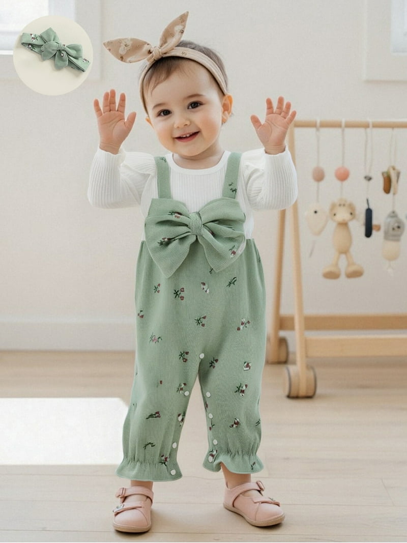 Newborn Baby Cartoon Character Onesie Jumpsuit - Green Christmas Cosplay Set, 9-12 Months, Snap Closure