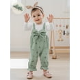 thumbnail image 6 of Loicainy Baby Toddler Girls Long Sleeve Jumpsuit 3 6 9 12 18 Months Floral Print Fake Two Pieces Patchwork Bow Romper and Cute Headband Set, 6 of 9