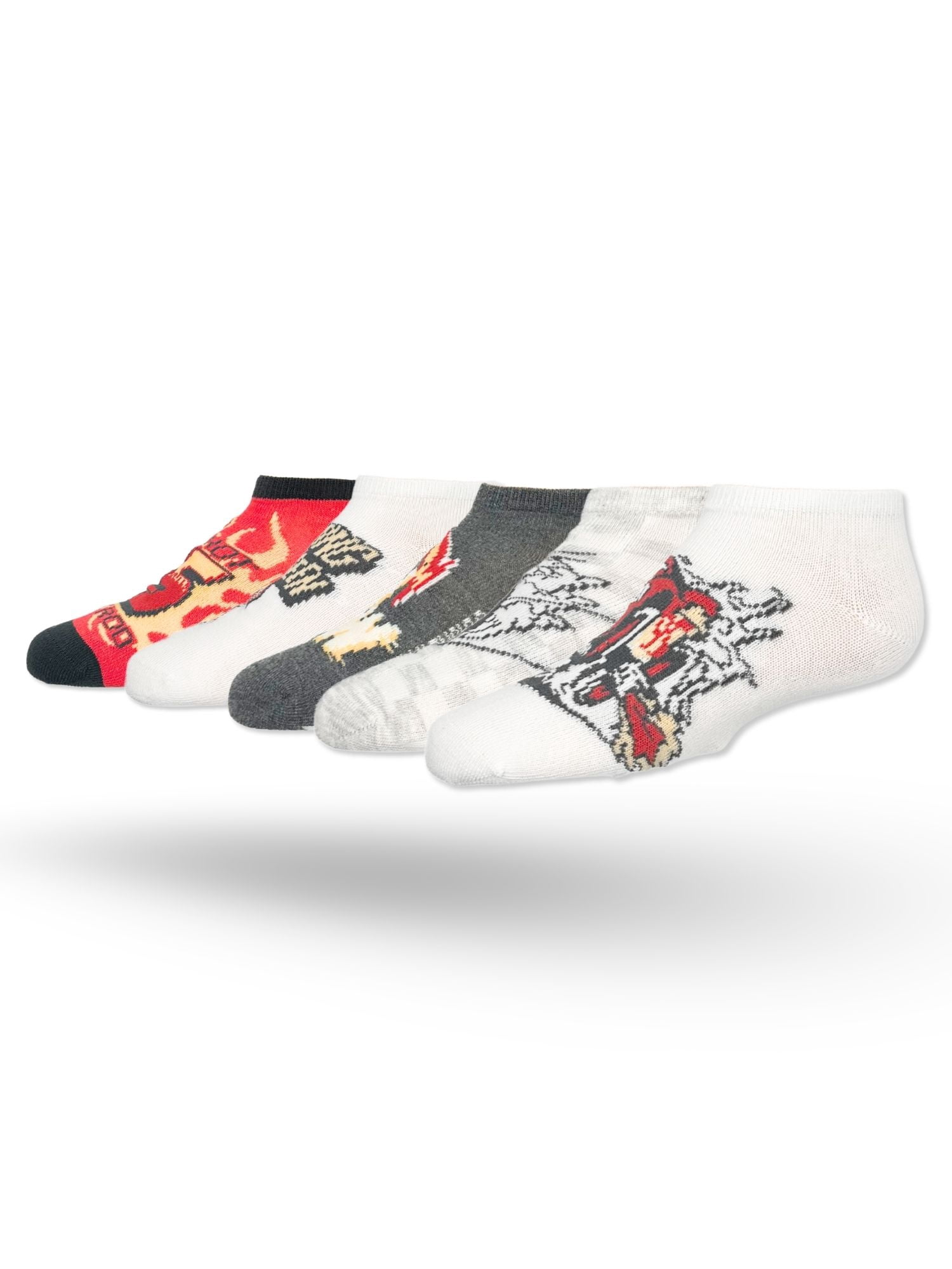 Disney Pixar Cars Boys No-Show Socks, 5-Pack, Sizes S/M -M/L
