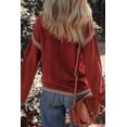 thumbnail image 3 of FOLUNSI Flirty Red Dahlia Trim - Oversized Drop Shoulder Sweater, 3 of 8