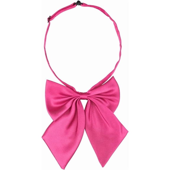 Rose Red Adjustable Solid Color Pre-tied Bowknot Halter Neck Bow Tie for Women Costume Accessory