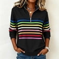 thumbnail image 2 of Winter Sweatshirt For Women Long-sleeved Stand-up Collar Half-zip Striped Loose Pullover Tops, 2 of 7