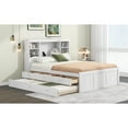 thumbnail image 2 of Newboti Furniture Full Size Platform Bed with Storage Headboard, Charging Station, Twin Size Trundle and 3 Drawers, Antique White NO.79306, 2 of 16