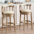 thumbnail image 4 of S-HOME Cow Top Leather Bar Stool 26.5 Inch Height Solid Wood Frame 360 Degree Swivel Chair for Kitchen, 4 of 12