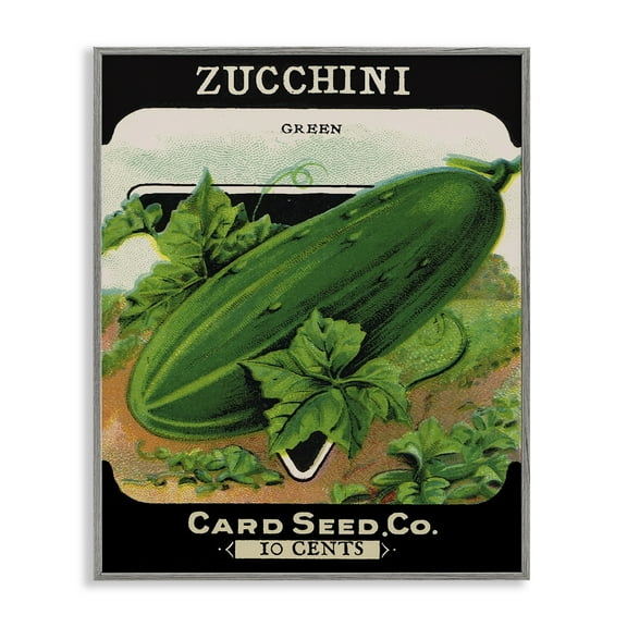 Stupell Industries Vintage Garden Zucchini Food & Beverage Painting Gray Framed Art Print Wall Art, 24 x 30