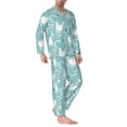 thumbnail image 2 of Naloa Swan And Flowers4 Men’s Pajamas Set - Long Sleeve Button Down Sleep Shirt and Pajama Bottoms Sleepwear Set-Large, 2 of 7