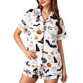 thumbnail image 7 of MEZZALL Women's 2 Piece Halloween Pajama Set Lapel Short Sleeve Button Shirt Matching Shorts Ghost Bat Print Casual Nightwear, 7 of 7