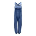 thumbnail image 4 of Women Fashion Solid Work Overalls With Pockets And Casual Leggings Jumpsuits Romper Women off Shoulder Jumpsuit Women Suit Women Bodysuit Juniors Short Sleeve Jumpsuit Long Sleeve Jean Jumpsuits Women, 4 of 4