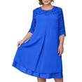 thumbnail image 2 of Uootdi Robes Grande Taille pour Femmes Col Rond Manches 3/4 Robes Brodées Élégantes Robes Midi Formelles Tenue de Fête Cadeau, 2 of 9