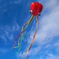 thumbnail image 3 of 1 paquete de cometas de pulpo de molusco rojo con cola para niños, juegos al aire libre, actividades, viaje a la playa, gran regalo para niños, recuerdos preciosos de la infancia, 4 metros de pulpo negro naranja + tablero de líneas de 100 metros oso de fresa Electrónica, 3 of 3