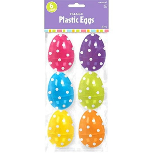 amscam easter plastic polka dot egg, large, multicolor