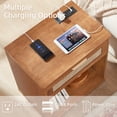 thumbnail image 5 of LELELINKY Rattan Nightstand with Charging Station, 23" Wide Boho Bedside Table with Drawer and Shelf for Bedroom, Living Room, Tea Color, 5 of 8