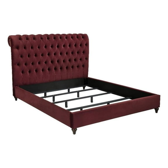 Coaster Devon Tufted Upholstered Fabric Eastern King Headboard in Wine Red