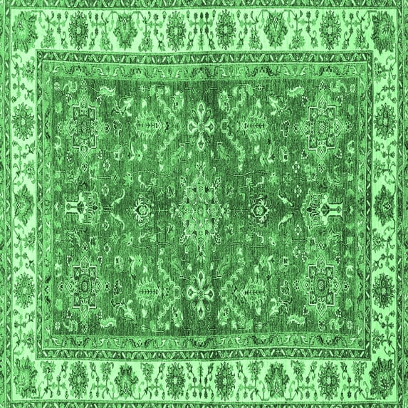 Ahgly Company Indoor Square Oriental Emerald Green Traditional Area Rugs, 7' Square