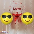 thumbnail image 5 of PMU 3 Pcs Emoji Too Cool Sunglasses Smiley Face Balloon 9 Inch Pre-Inflated with Stick and Fringe Ribbons Funny Balloons Party Birthday Decorations (Sunglasses), 5 of 6