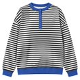 thumbnail image 5 of CAIXIA Womens Henley Neck Striped Sweatshirts Oversized Long Sleeve Tops Casual Pullover Tee Shirts Workout Fall Fashion, 5 of 5