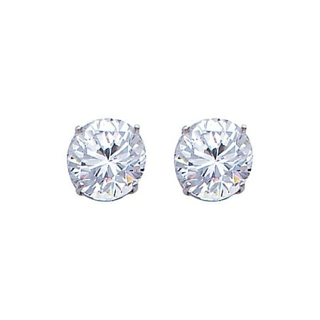 Diamond Screw Back Earrings Unisex Stud 2.5 Carat Round Simulated Diamonds Solitaire Real 14k White Gold Earrings Screw Back ()