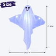 thumbnail image 3 of Clearance Light Up Hanging Ghost Decor, White Gauze Ghost Ornament with Blue LED Lights, Halloween Hanging Decoration for Front Door Porch Yard Tree Party Indoor Outdoor, 3 of 6