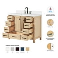 thumbnail image 3 of ARIEL Cambridge 43 Inch Oak Bathroom Vanity with Sink, Pure White Quartz Countertop 1.5 inch Edge and backsplash, Soft Closing Door and Drawer, Matte Black, 3 of 10