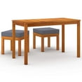 thumbnail image 3 of vidaXL 3 Piece Patio Dining Set with Cushions Solid Wood Acacia, 3 of 16
