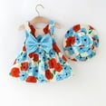 thumbnail image 2 of KDFJPTH Boho Flower Print Casual Dresses With Hat 2 Piece Set Back Big Bowknot A-Line Princess Sleeveless Summer Beach Dress Size 3-12 Months, 2 of 6