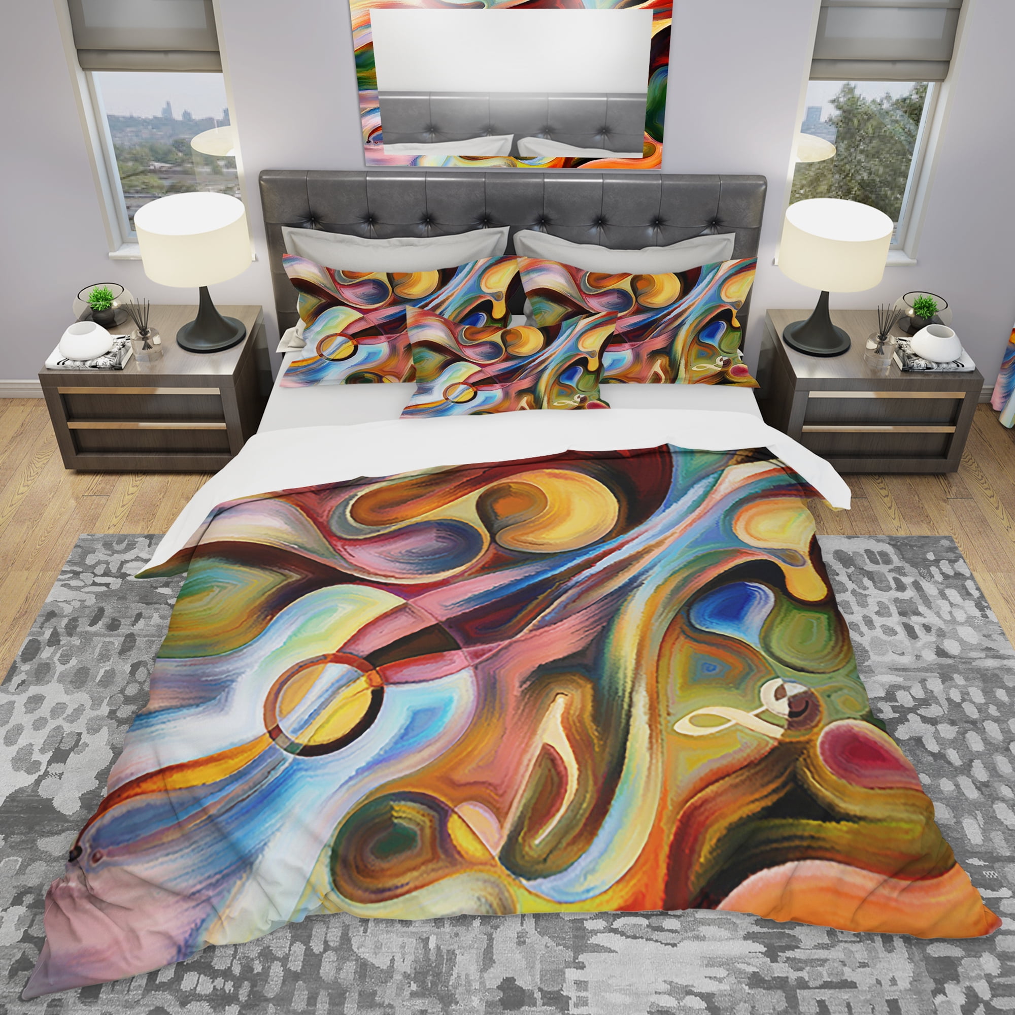 Designart 'Music Beyond The Frames' Modern & Contemporary Duvet Cover Set