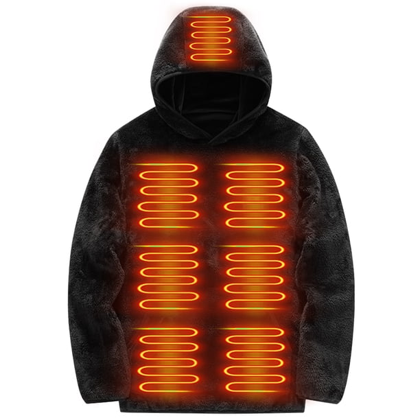 Abrigo Térmico 9 Áreas de Calor Sudadera con Capucha Lavable Inteligente para Invierno (L) Negro