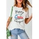thumbnail image 1 of ABPHQTO Camiseta de cuello redondo con estampado de coche camper feliz blanco para mujer, 1 of 5
