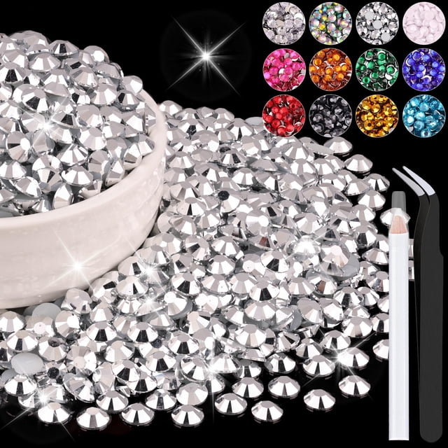 4000 diamantes de imitación de resina de 0.197 in a granel para manualidades (plata), cristales deslumbrantes con parte trasera plana para manualidades, decoración de uñas, gemas para vaso, zapatos, r