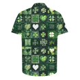 thumbnail image 3 of Blusa y camisa de manga corta con cuello vuelto para hombre, blusa de moda para el Día de San Patricio con estampado de manga corta y solapa., 3 of 4