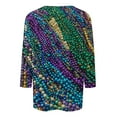 thumbnail image 4 of Tnhcen Women's Plus Size Carnival Print Crewneck 7/8 Sleeve T-Shirt - Spring and Fall Essentials Loose Fit S-5XL Casual Shirts Carnival Parade Outfit Mardi Gras Party Attire, 4 of 5