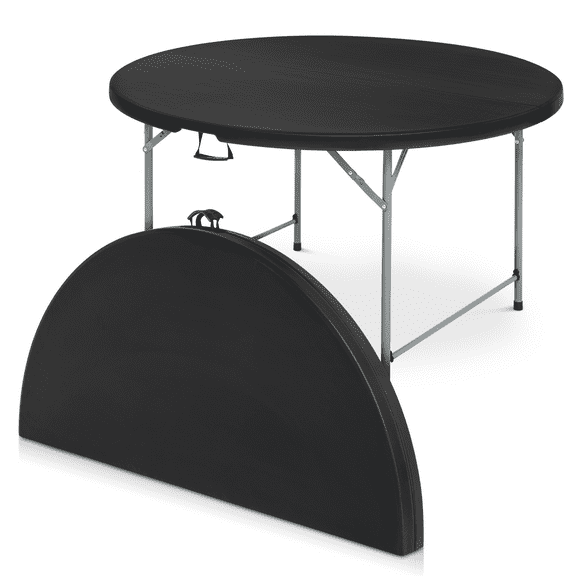 Magshion Round Foldable Table, 4.5Ft Heavy Duty Commercial Event Wedding Party Desk, for 6 to 8 Seat, Black