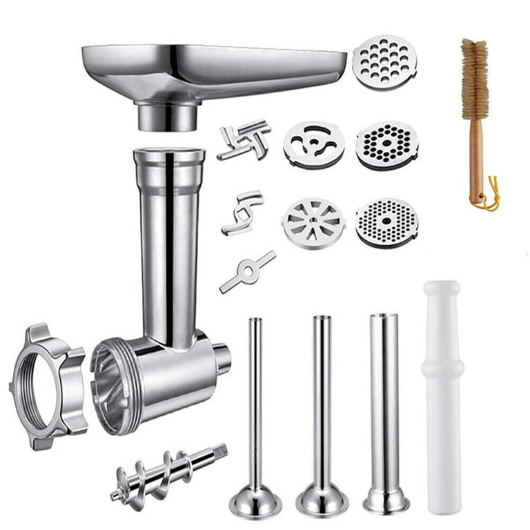 Hozodo Metal Food Meat Grinder Attachment for KitchenAid Stand Mixers - Including Sausage Stuffer Accessory Metal Silver