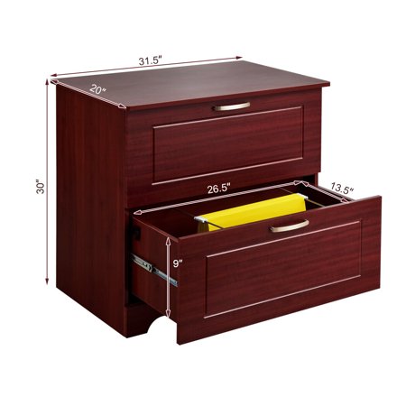 Gymax 2 Drawer Lateral File Cabinet W Adjustable Pole For Legal Letter Size File Brown Walmart Canada