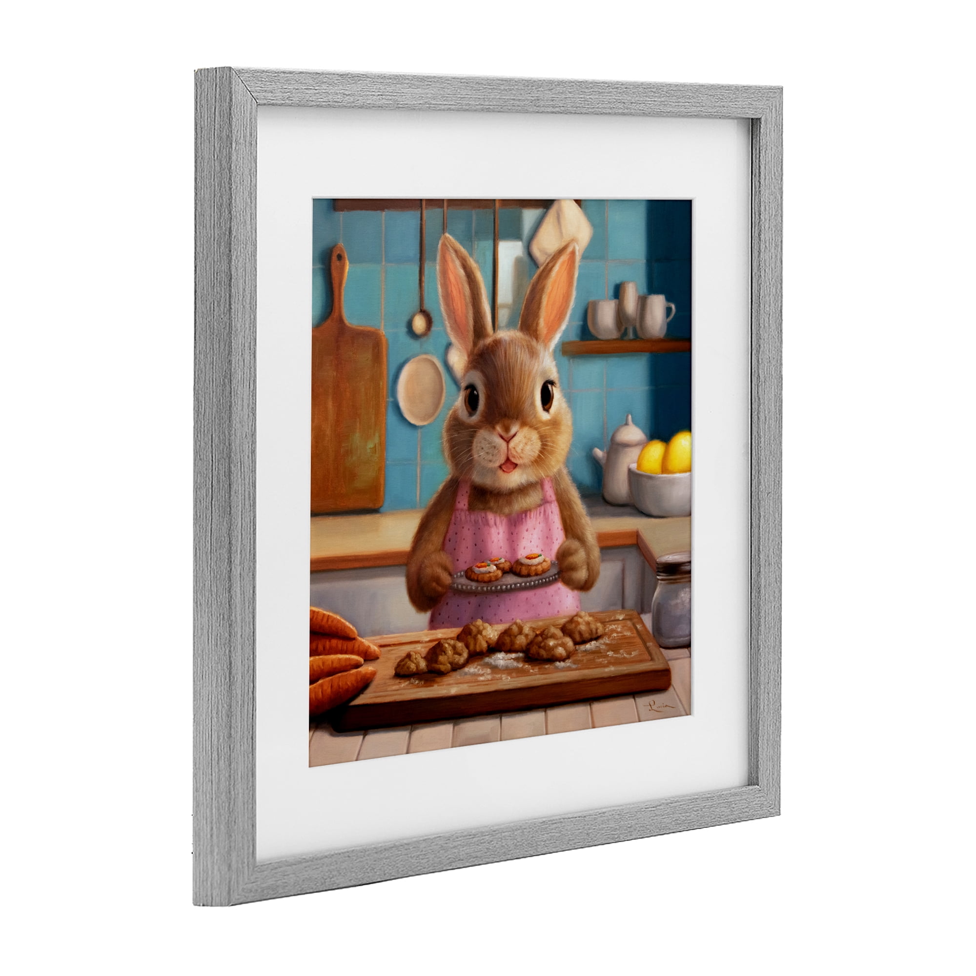 Stupell Industries Mrs. Bunny Bakewell Gray Framed Print Under Glass, design by Lucia Heffernan