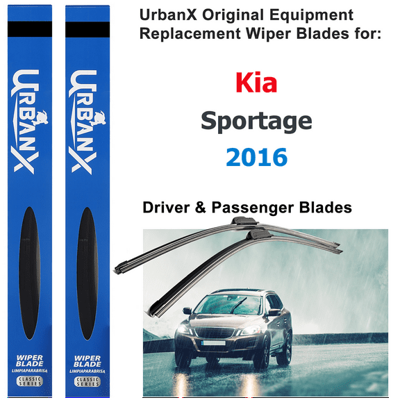 UrbanX 2-IN-1 All Seasons Water Repellency Original Equipment Replacement Wiper Blades For 2016 Kia Sportage 24" And 18" Driver And Passenger Side (Pack of 2)