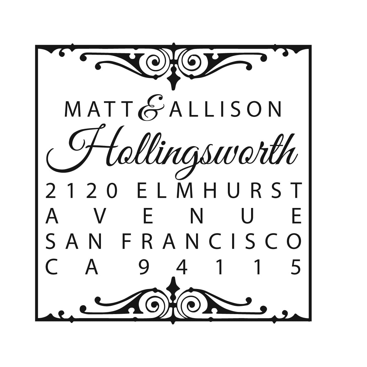 Personalized Square Self Inking Rubber Stamp - The Hollingsworth