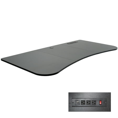 VIVO Black 63" x 32" Table Top for Standing Desk Frame with Built-in Power Strip