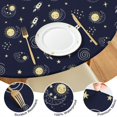 thumbnail image 4 of Dark Blue Moon Pattern Round Fitted Tablecloth with Elastic Edge,Dining Table Cover Waterproof,Outdoor Round Tablecloth for Camping,Dining,Indoor and Outdoor, 4 of 7