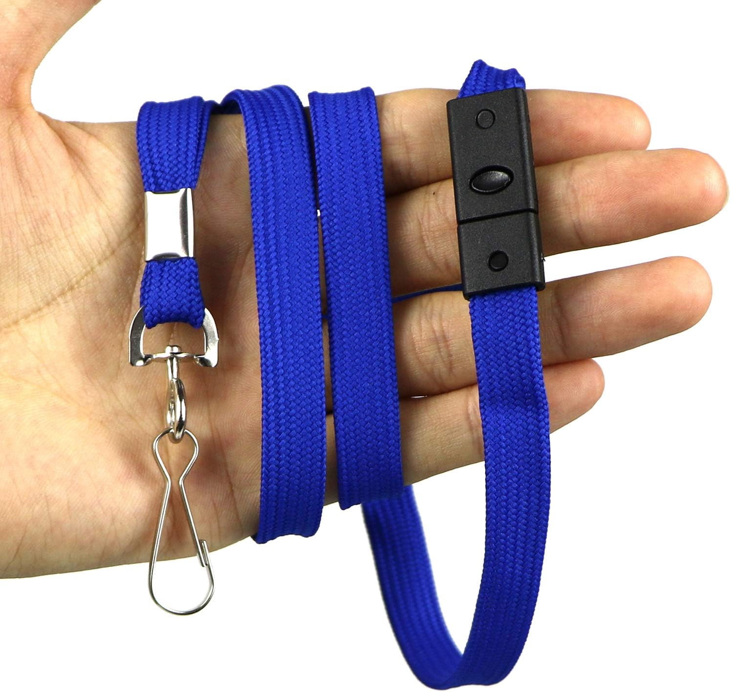 50pcs Safety Breakaway Lanyard with J-Hook Flat Lanyards for ID Badges Cruise Lanyard Bulk Preimum Lanyards for Women/Men Business Card NameTag Holder Lanyards Employee Students (Blue, Breakaway