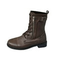 thumbnail image 2 of Viluyesy Womens Mid Calf Boots, Round Toe Comfortable Zipper Lace Up Fashion Retro Moto Boots Coffee US9.5, 2 of 9