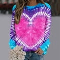 thumbnail image 2 of ShomPort Womens Tie Dye Sweatshirts Long Sleeve Round Neck Color Block Print Casual Pullover Tops, 2 of 3