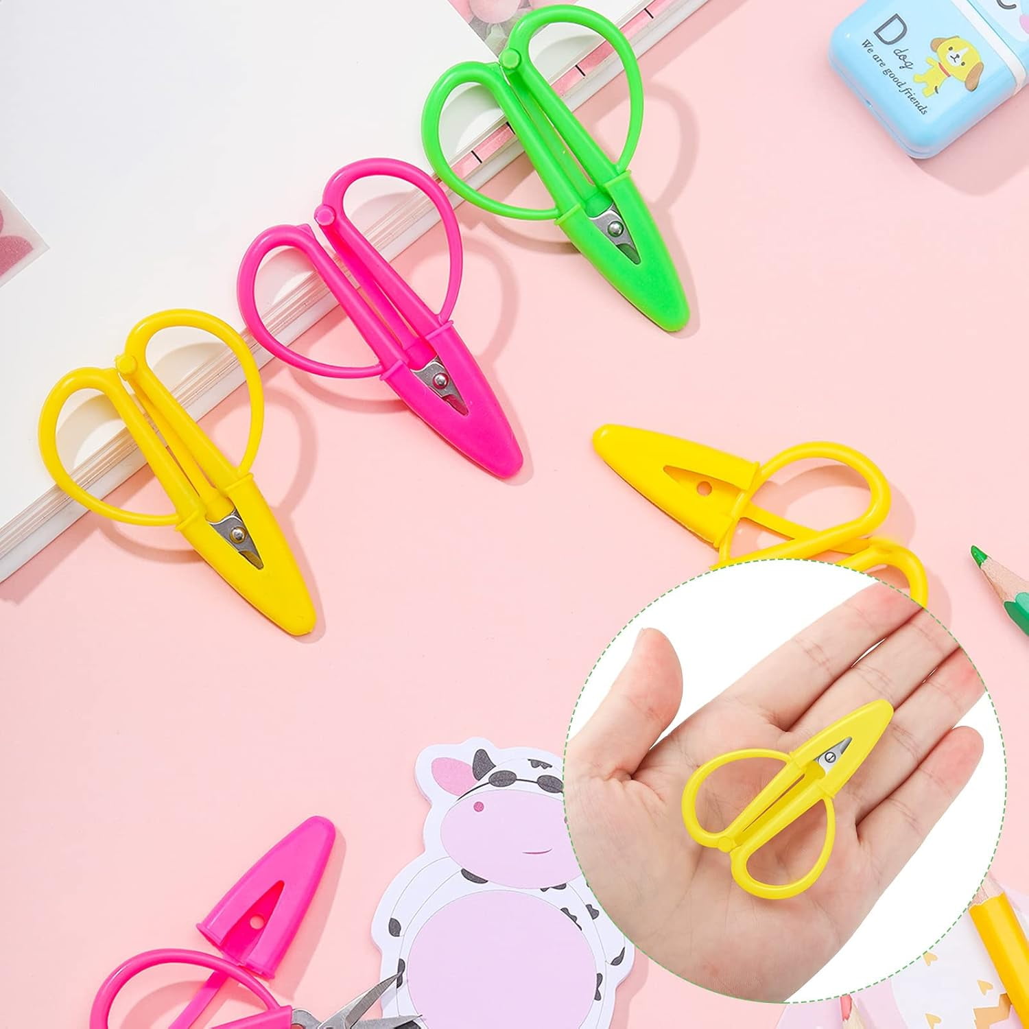 ABCISI 18 Pcs Small All Purpose Scissors, Colorful Stainless Steel Sharp Mini Craft Scissors Bulk with Protective Cover for Embroidery, Paper Cutting, Sewing, Knitting, Crafting, 2.56 x 1.65 Inch