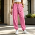 thumbnail image 6 of Mifsaly Joggers Pants for Women High Waisted Jogger Sweatpants Drawstring Elastic Waist Casual Daily Bottoms with Pockets Pink,XXL, 6 of 7