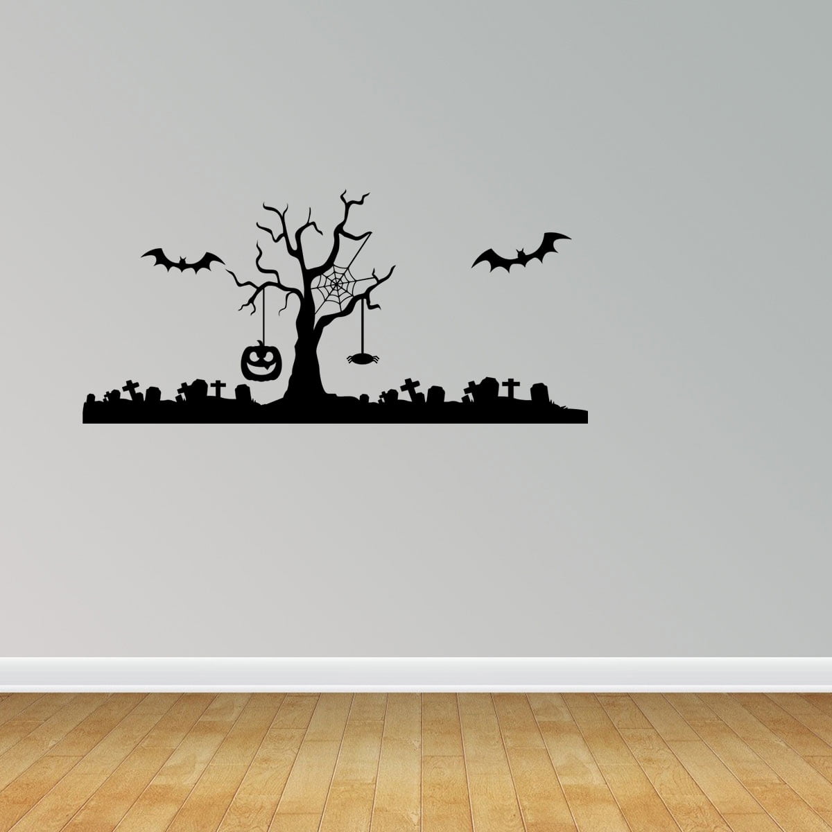 Empresal Halloween Scene Pumpkin Vinyl Wall Decal Quote Sticker Home Decor Black 28'Hx13'W PC666