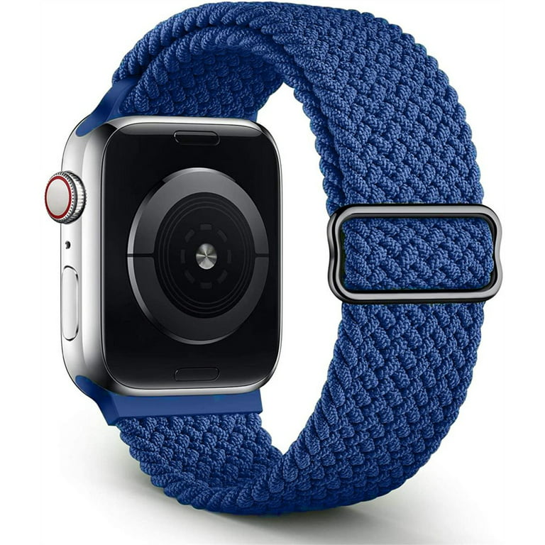 Braided Solo Loop for Apple Watch Band 44mm 40mm 45mm 41mm 38mm 42mm  Elastic Nylon Belt Bracelet iWatch Serie 3 4 5 SE 6 7 -Atlantic Blue