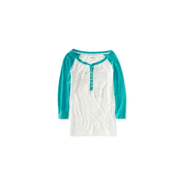 Aeropostale Nyc Raglan Henley Shirt para mujer, blanquecino, XS Aeropostale henley