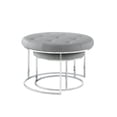 thumbnail image 3 of Alrik Grey/Chrome PU Leather Ottoman - Nesting, Stainless Steel Polished Base, Button Tufted, 3 of 10
