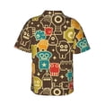 thumbnail image 3 of Daiia Robot and Monsters Hawaiian Shirt for Men Gentle Cotton Regular Short Sleeve Casual-Large, 3 of 9