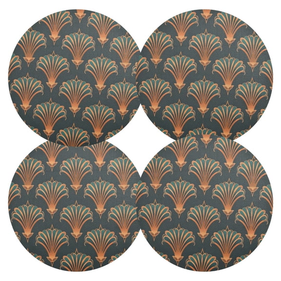 Ryvnso Bronze Seashells Round Plate Mats Dining Table Placemat Set of 4 for Holiday Decoration